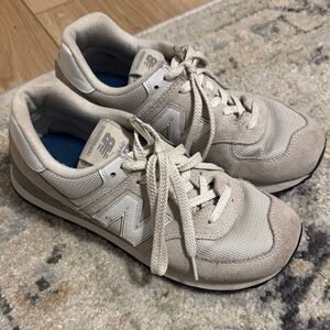 New Balance 574 Classic Light Grey and White Sneakers